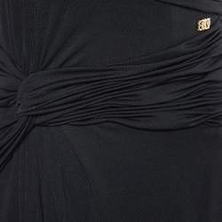 Pre Owned Class by Roberto Cavalli Black Jersey Ruched One Shoulder Gown M
