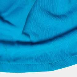 Pre Owned Class by Roberto Cavalli Blue Jersey Ruched Detail Maxi Dress XL