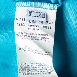 Pre Owned Class by Roberto Cavalli Blue Jersey Ruched Detail Maxi Dress XL