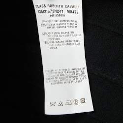 مملوكة مسبقًا Class by Roberto Cavalli Black Printed Satin & Knit Flared Short Dress S