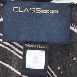 مملوكة مسبقًا Class by Roberto Cavalli Black Printed Satin & Knit Flared Short Dress S