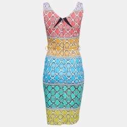 Pre Owned Class by Roberto Cavalli Multicolor Snake Print Jersey Midi Dress M