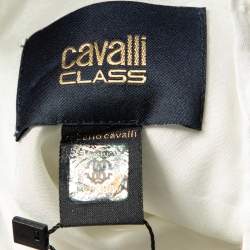 Pre Owned Cavalli Class White Cotton & Jacquard Sleeveless Top M