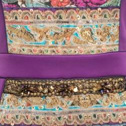 مملوكة مسبقًا Class by Roberto Cavalli Purple Jersey Floral Applique Beaded Bodycon Dress M