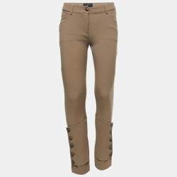 Pre Owned Class by Roberto Cavalli Dark Beige Knit Slim Fit Trousers S