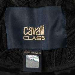 Pre Owned Class by Roberto Cavalli Black Floral Embroidered Organza Belted Coat L