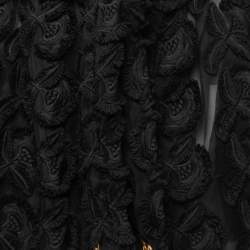 Pre Owned Class by Roberto Cavalli Black Floral Embroidered Organza Belted Coat L