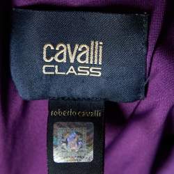 Pre Owned Cavalli Class Purple Floral Printed Jersey Draped Mini Dress S