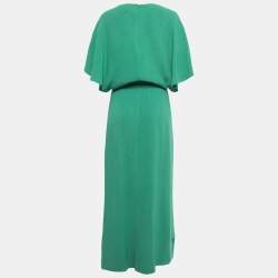Pre Owned Class by Roberto Cavalli Green Crepe Ruffled Sleeve Elasticized Waist Maxi Dress L