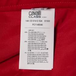 مملوكة مسبقًا Class by Roberto Cavalli Red Stretch Crepe Pleat Detail Knee Length Skirt M