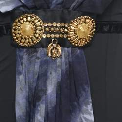 Pre Owned Class by Roberto Cavalli Black Printed Silk & Jersey Sleeveless Maxi Dress L