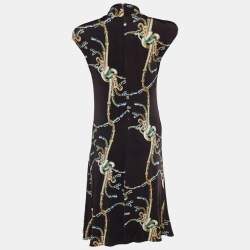 مملوكة مسبقًا Class by Roberto Cavalli Brown Printed Jersey Midi Dress L