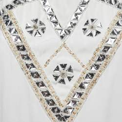 Pre Owned Class by Roberto Cavalli White Crystals Embellished Polyester Sleeveless Maxi Dress S