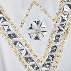 Pre Owned Class by Roberto Cavalli White Crystals Embellished Polyester Sleeveless Maxi Dress S