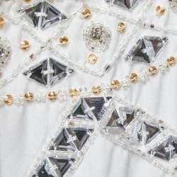 Pre Owned Class by Roberto Cavalli White Crystals Embellished Polyester Sleeveless Maxi Dress S