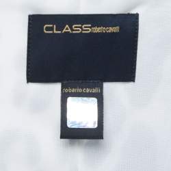 Pre Owned Class by Roberto Cavalli Blue Leopard Print Draped Sleeveless Short Dress M