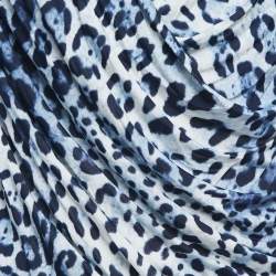 Pre Owned Class by Roberto Cavalli Blue Leopard Print Draped Sleeveless Short Dress M