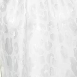 Class by Roberto Cavalli White Leopard Jacquard Flutter Sleeve Top M