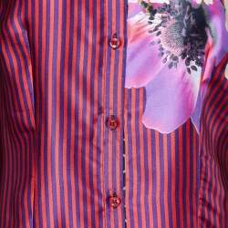 Pre Owned Class by Roberto Cavalli Multicolor Printed Silk Button Front Shirt M