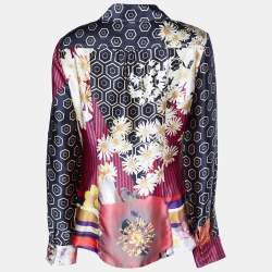 Pre Owned Class by Roberto Cavalli Multicolor Printed Silk Button Front Shirt M