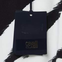 Pre Owned Class by Roberto Cavalli White/Black Patterned Crepe Shift Dress L