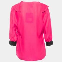 Pre Owned Class by Roberto Cavalli Pink Silk Embellished Long Sleeve Blouse S 