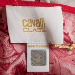 Class by Roberto Cavalli White/Pink Floral Print Cotton Blend Belted Kaftan Top S