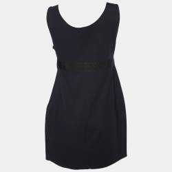 Pre Owned Cavalli Class Black Cotton Knit Star Embellished Sleeveless Sheath Dress M