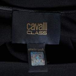 Pre Owned Cavalli Class Black Cotton Knit Star Embellished Sleeveless Sheath Dress M
