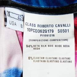 Class by Roberto Cavalli Multicolor Printed Silk Satin Pleated Mini Skirt M