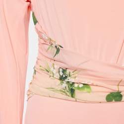 Pre Owned Class by Roberto Cavalli Pink Peach jersey Printed Waist Detail Maxi Dress M