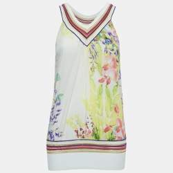 Class by Roberto Cavalli Multicolor Floral Print Silk V-Neck Sleeveless Top S
