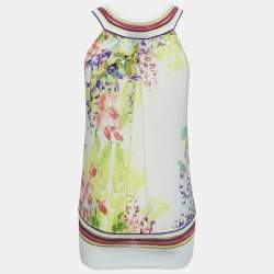 Class by Roberto Cavalli Multicolor Floral Print Silk V-Neck Sleeveless Top S