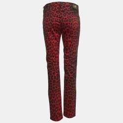 مملوكة مسبقًا Class Roberto Cavalli Red Animal Print Denim Jeans L Waist 32"