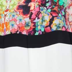 Pre Owned Cavalli Class White & Multicolor Printed Polyester Top L