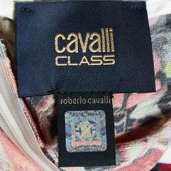 Pre Owned Cavalli Class White & Multicolor Printed Polyester Top L