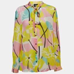 Pre Owned Class by Roberto Cavalli Multicolor Floral Print Crepe Blouse M