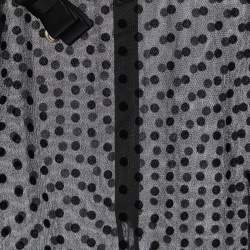 Pre Owned Class by Roberto Cavalli Black Flock Dotted Tulle Sheer Blouse M