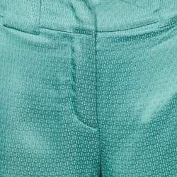 Class by Roberto Cavalli Green Textured Satin Flared Trousers M