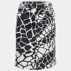Class by Roberto Cavalli Black Print Crepe Pleat Detail Short Skirt S