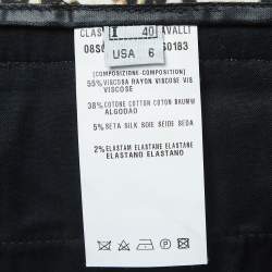 Class by Roberto Cavalli Black Print Crepe Pleat Detail Short Skirt S