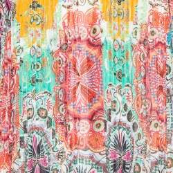 Pre Owned Class by Roberto Cavalli Multicolor Printed Silk Pleated Flutter Sleeve Maxi Dress M