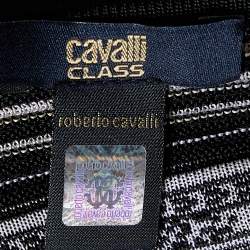 Pre Owned Class by Roberto Cavalli Black Knit Fringe Detail Cardigan M