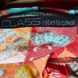 Pre Owned Class by Roberto Cavalli Multicolor Floral Print Jersey Flounce Midi Skirt M