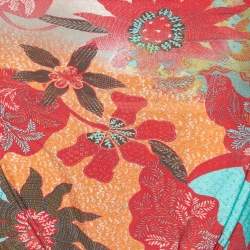 Pre Owned Class by Roberto Cavalli Multicolor Floral Print Jersey Flounce Midi Skirt M