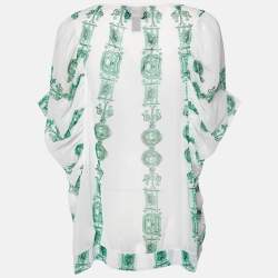 Class by Roberto Cavalli White Print Crepe Loose Fitted Blouse L