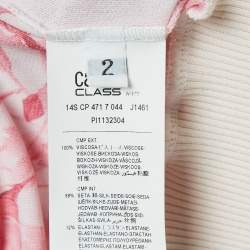 مملوكة مسبقًا توب كيمونو كافالي وردي بطبعة زهور جيرسي مقاس متوسط