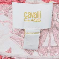 مملوكة مسبقًا توب كيمونو كافالي وردي بطبعة زهور جيرسي مقاس متوسط