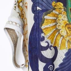 مملوكة مسبقًا تونيك كلاس باي روبرتو كافالي حرير و محبوك مطبوع أزرق داكن مقاس كبير جدًا