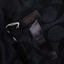 Coach Black Signature C Wrap Wool & Silk Scarf